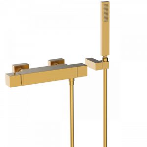 Slim Tres-Wall thermostatic shower matt gold