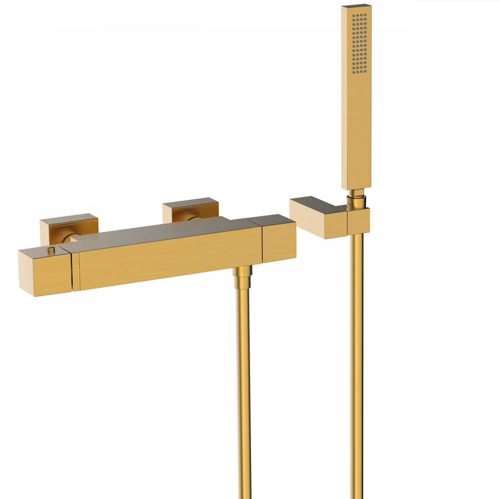 Slim Tres-Wall thermostatic shower matt gold