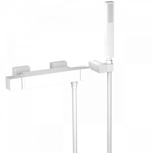 Slim Tres-Wall thermostatic shower matt white