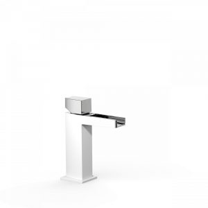 Slim Tres-washbasin tap matt white-chrome 16cm