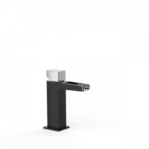 Slim Tres-washbasin tap matt black-chrome 16cm