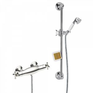 Clasic  Tres-Thermostatic bar-shower aged brass