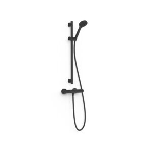 Tres Base Plus Wall-Mounted Thermostatic Shower Mixer Kit Matt Black