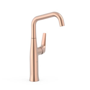 Tres Fuji High Single-Handle Washbasin Mixer Tap with Lateral Lever 24K Matte Rose Gold