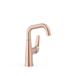 Tres Fuji Single-Handle Washbasin Mixer Tap with Lateral Lever 24K Matte Rose Gold