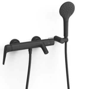 Tres Fuji Wall-Mounted Single-Handle Mixer Tap for Bath and Shower Matt Black