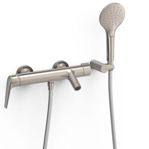 Tres Fuji Wall-Mounted Single-Handle Mixer Tap for Bath and Shower Steel