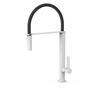 Tres Single-Handle Kitchen Mixer Tap with Flexible Spout Matt White