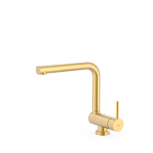 Tres Single-Handle Kitchen Mixer Tap with Folding Spout 24k Matt Gold