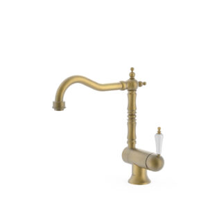 Tres Single-Handle Kitchen Mixer Tap with Folding Spout Matt Aged Brass
