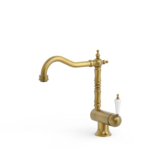 Tres Single-Handle Kitchen Mixer Tap with Folding Spout Aged Brass
