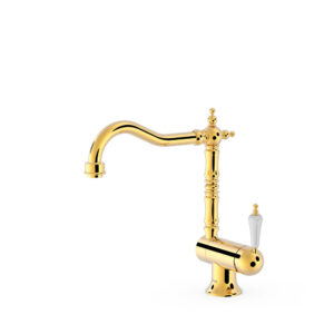 Tres Single-Handle Kitchen Mixer Tap with Folding Spout 24k Gold (2)