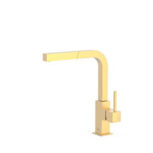 Tres Single-Handle Kitchen Mixer Tap with Pull-Out Spout 24k Matt Gold (2)