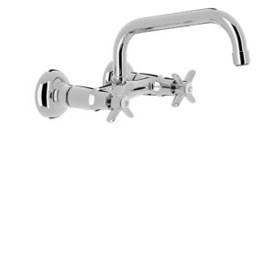 Tres Wall-Mounted Two-Handle Kitchen Mixer Tap Chrome