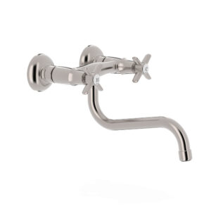 Tres Wall-Mounted Two-Handle Kitchen Mixer Tap Steel (2)