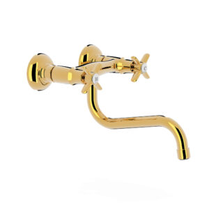 Tres Wall-Mounted Two-Handle Kitchen Mixer Tap 24k Gold (2)