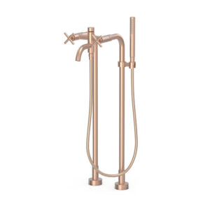 Tres Montblanc Floor-Mounted Two-handle Mixer Tap Bath and Shower 24K Matte Rose Gold