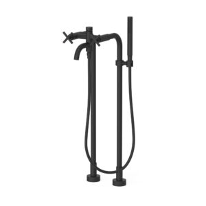 Tres Montblanc Floor-Mounted Two-handle Mixer Tap Bath and Shower Matt Black
