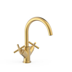Tres Montblanc High Two-handle Washbasin Mixer Tap 24K Matt Gold