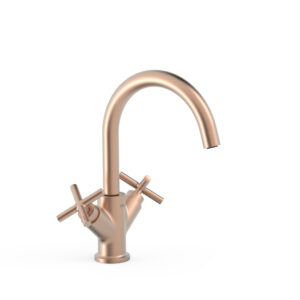 Tres Montblanc High Two-handle Washbasin Mixer Tap 24K Matt Rose Gold