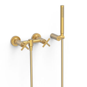 Tres Montblanc Wall-Mounted Two-handle Shower Mixer Tap 24K Matt Gold