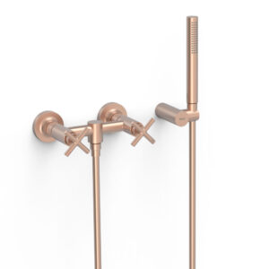Tres Montblanc Wall-Mounted Two-handle Shower Mixer Tap 24K Matte Rose Gold
